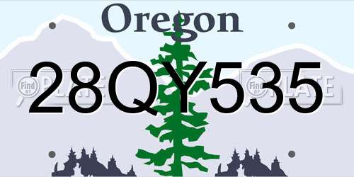 28QY535 Oregon License Plate