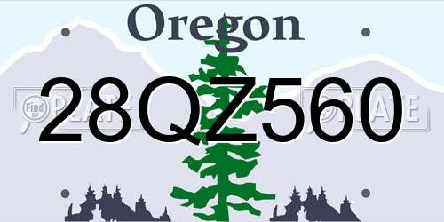 28QZ560 Oregon License Plate