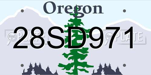 28SD971 Oregon License Plate