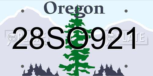 28SO921 Oregon License Plate