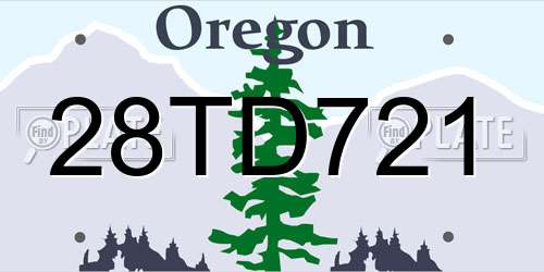 28TD721 Oregon License Plate