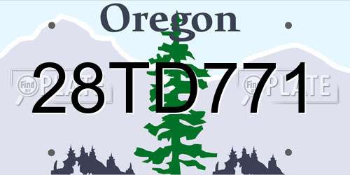 28TD771 Oregon License Plate