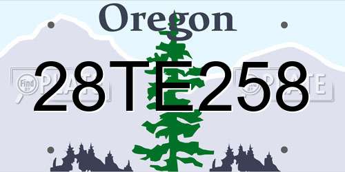 28TE258 Oregon License Plate