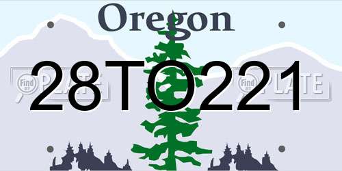 28TO221 Oregon License Plate