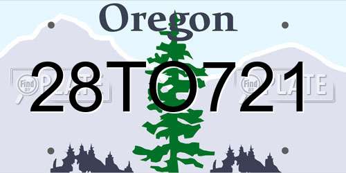 28TO721 Oregon License Plate