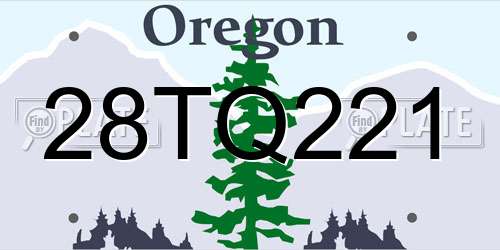 28TQ221 Oregon License Plate