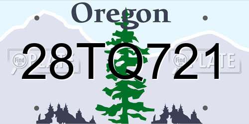 28TQ721 Oregon License Plate