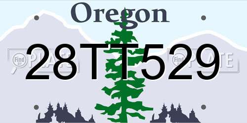 28TT529 Oregon License Plate