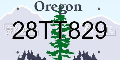 28TT829 Oregon License Plate