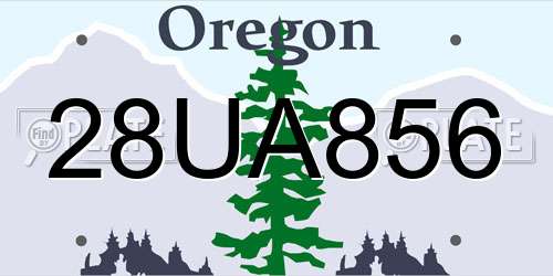 28UA856 Oregon License Plate