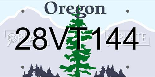 28VT144 Oregon License Plate