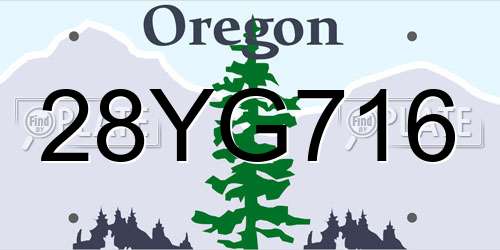 28YG716 Oregon License Plate