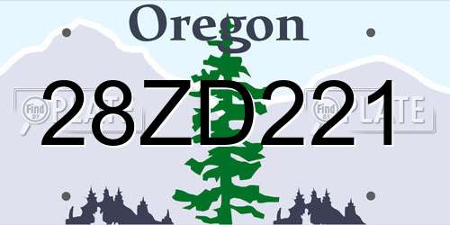 28ZD221 Oregon License Plate