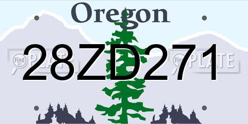 28ZD271 Oregon License Plate