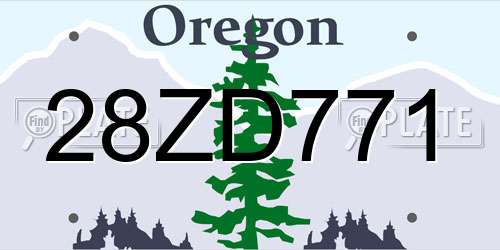 28ZD771 Oregon License Plate