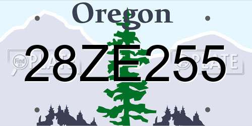 28ZE255 Oregon License Plate