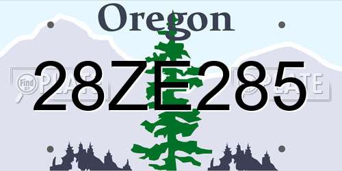 28ZE285 Oregon License Plate