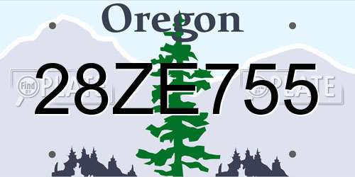 28ZE755 Oregon License Plate