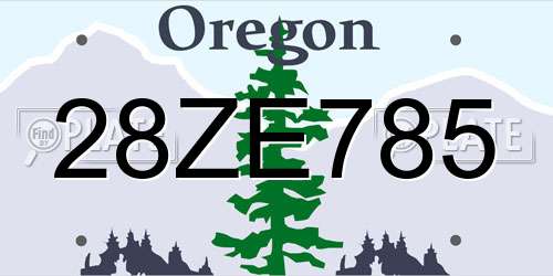 28ZE785 Oregon License Plate
