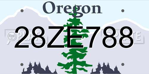 28ZE788 Oregon License Plate