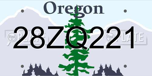 28ZQ221 Oregon License Plate