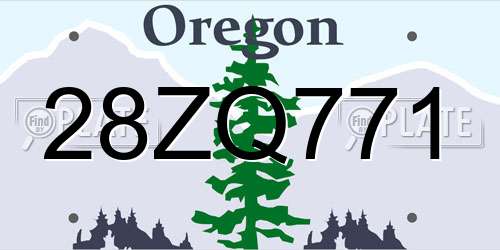 28ZQ771 Oregon License Plate