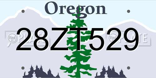 28ZT529 Oregon License Plate