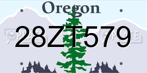 28ZT579 Oregon License Plate