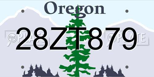 28ZT879 Oregon License Plate