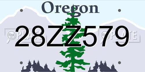 28ZZ579 Oregon License Plate