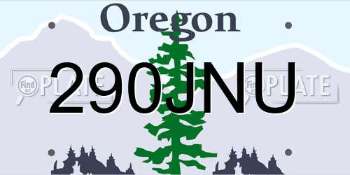 290JNU Oregon License Plate