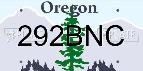 292BNC Oregon License Plate