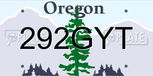 292GYT Oregon License Plate