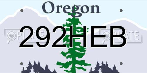 292HEB Oregon License Plate