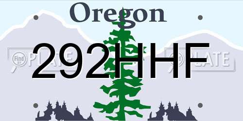 292HHF Oregon License Plate