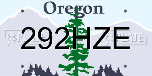 292HZE Oregon License Plate
