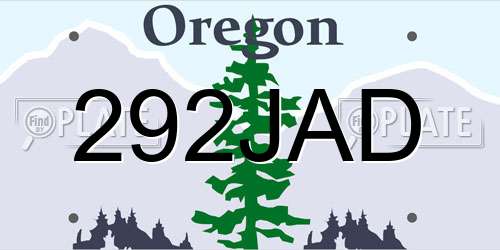 292JAD Oregon License Plate