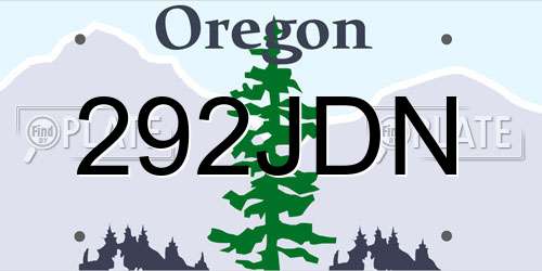 292JDN Oregon License Plate