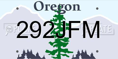 292JFM Oregon License Plate