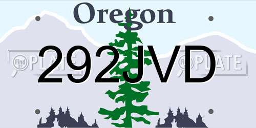292JVD Oregon License Plate