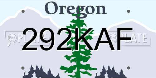 292KAF Oregon License Plate