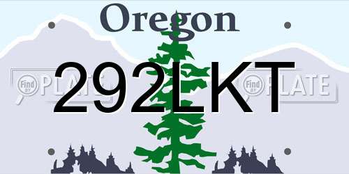 292LKT Oregon License Plate