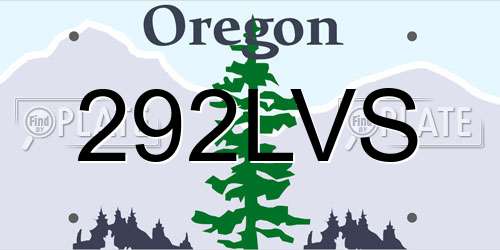 292LVS Oregon License Plate