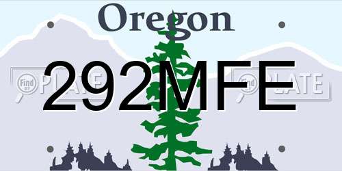 292MFE Oregon License Plate