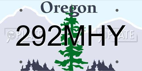 292MHY Oregon License Plate