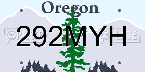 292MYH Oregon License Plate