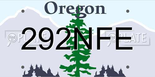 292NFE Oregon License Plate