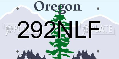 292NLF Oregon License Plate