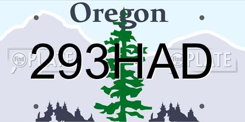 293HAD Oregon License Plate