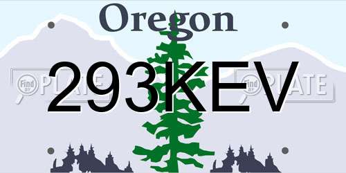 293KEV Oregon License Plate